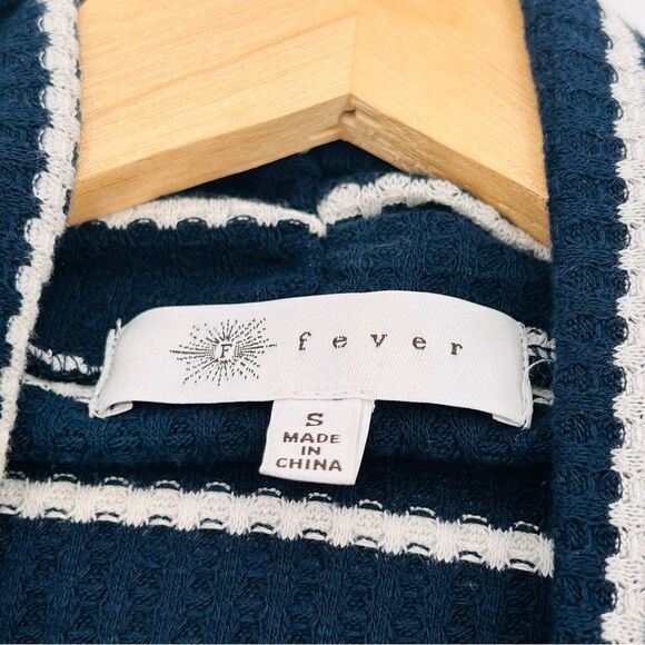 Fever Womens Striped Shawl Collar Pullover Top faux layer navy white size small - Picture 6 of 7